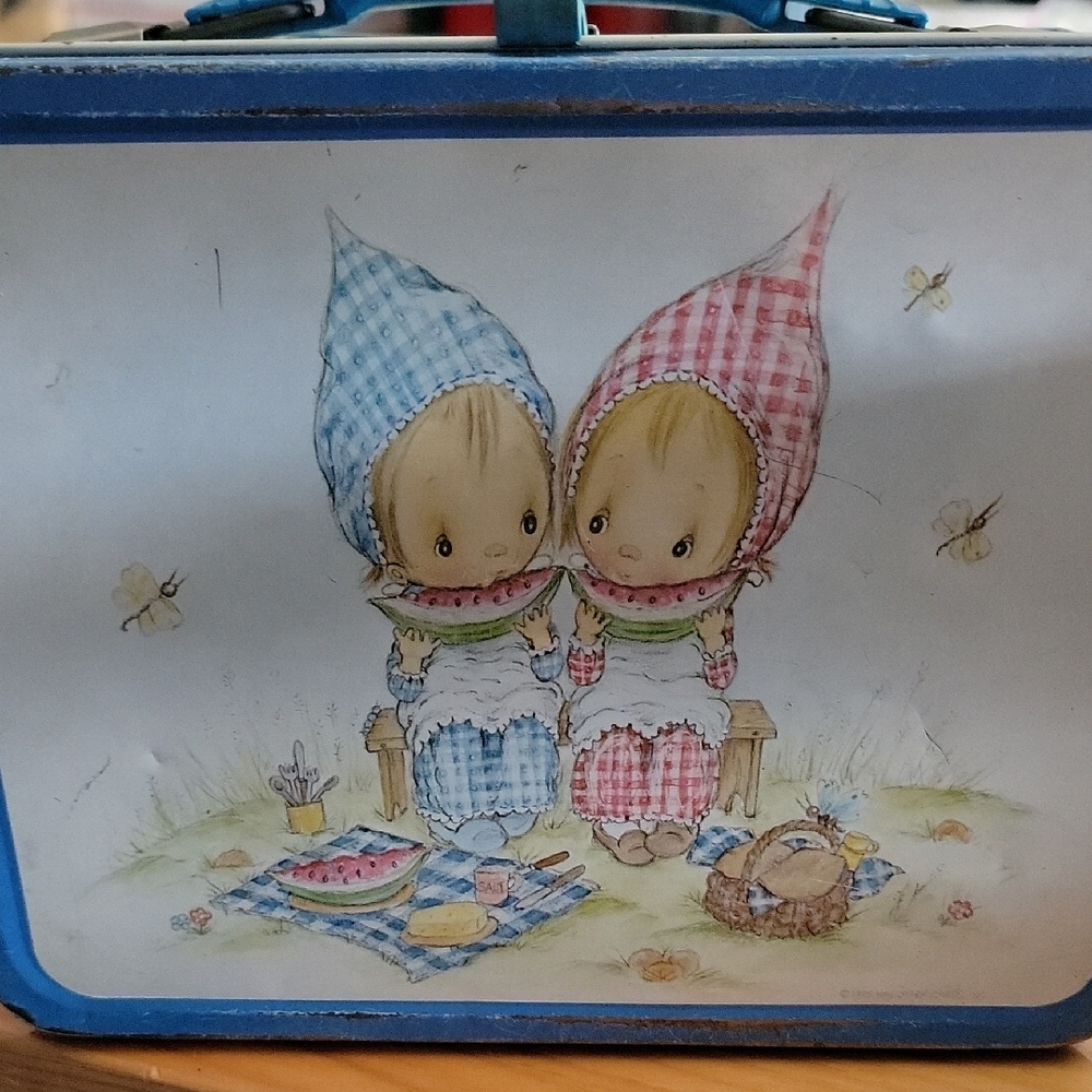 Thermos Blue Floral Gingham Handle Lunchbox